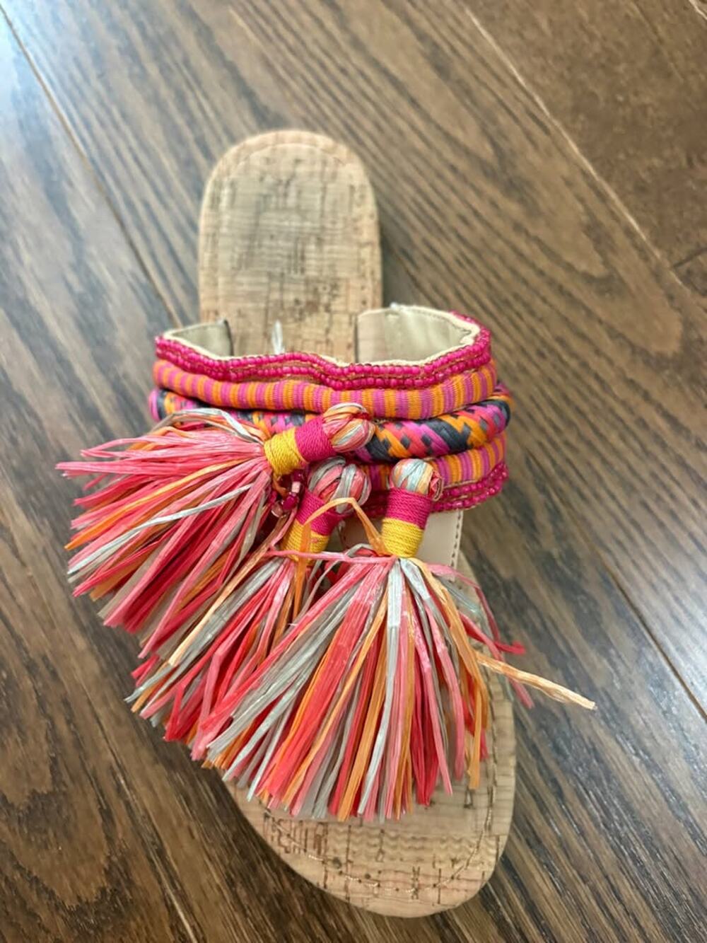 Circus by Sam Edelman Multicolor Raffia Tassel Slides Women's 8.5